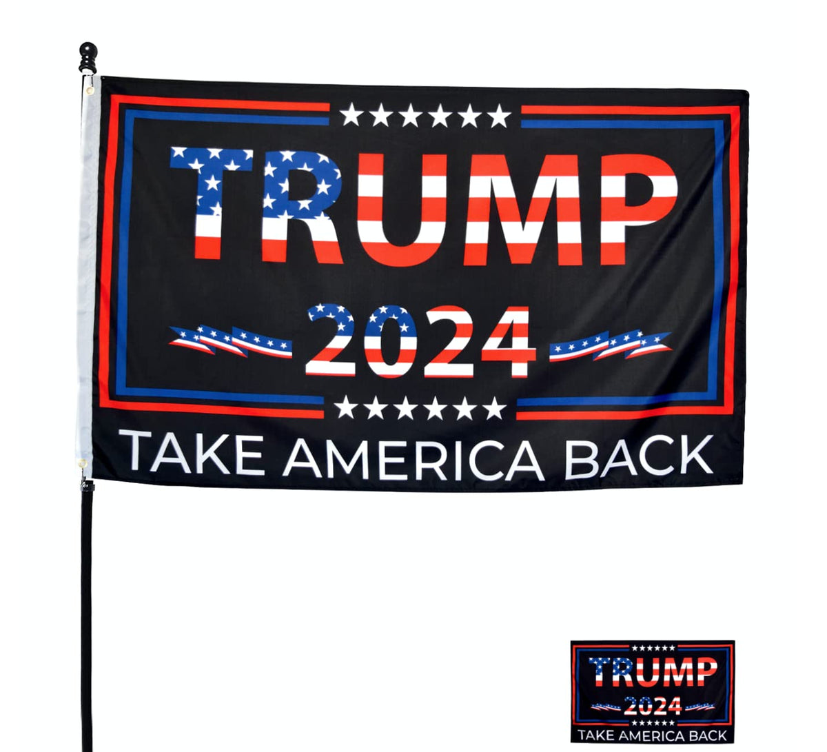 Double-Sided Trump 2024 Flag - Take America Back - 3X5 Foot Indoor Outdoor Decoration Banner With A Free Sticker - 1 Ply With Vi