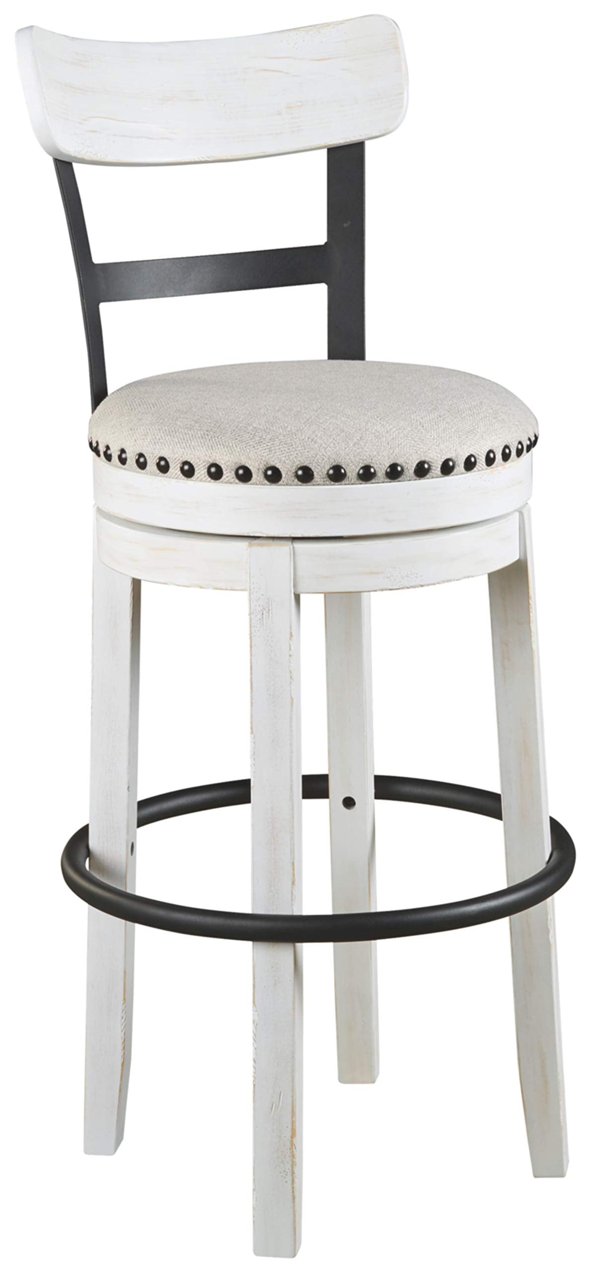 Signature Design By Ashley Valebeck 30' Modern Swivel Pub Height Barstool, Whitewash