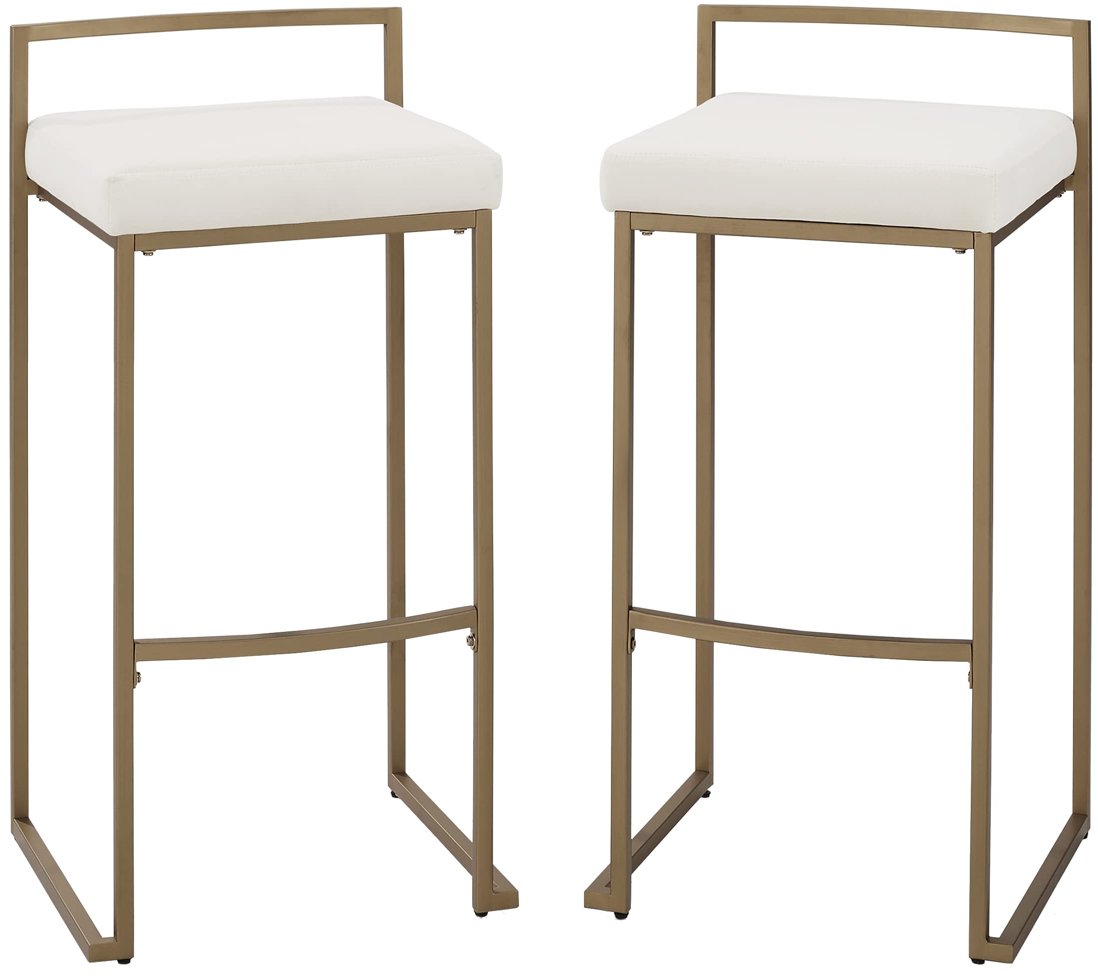 Crosley Furniture Harlowe Upholstered Seat Bar Stools Set of 2, Crème and Gold