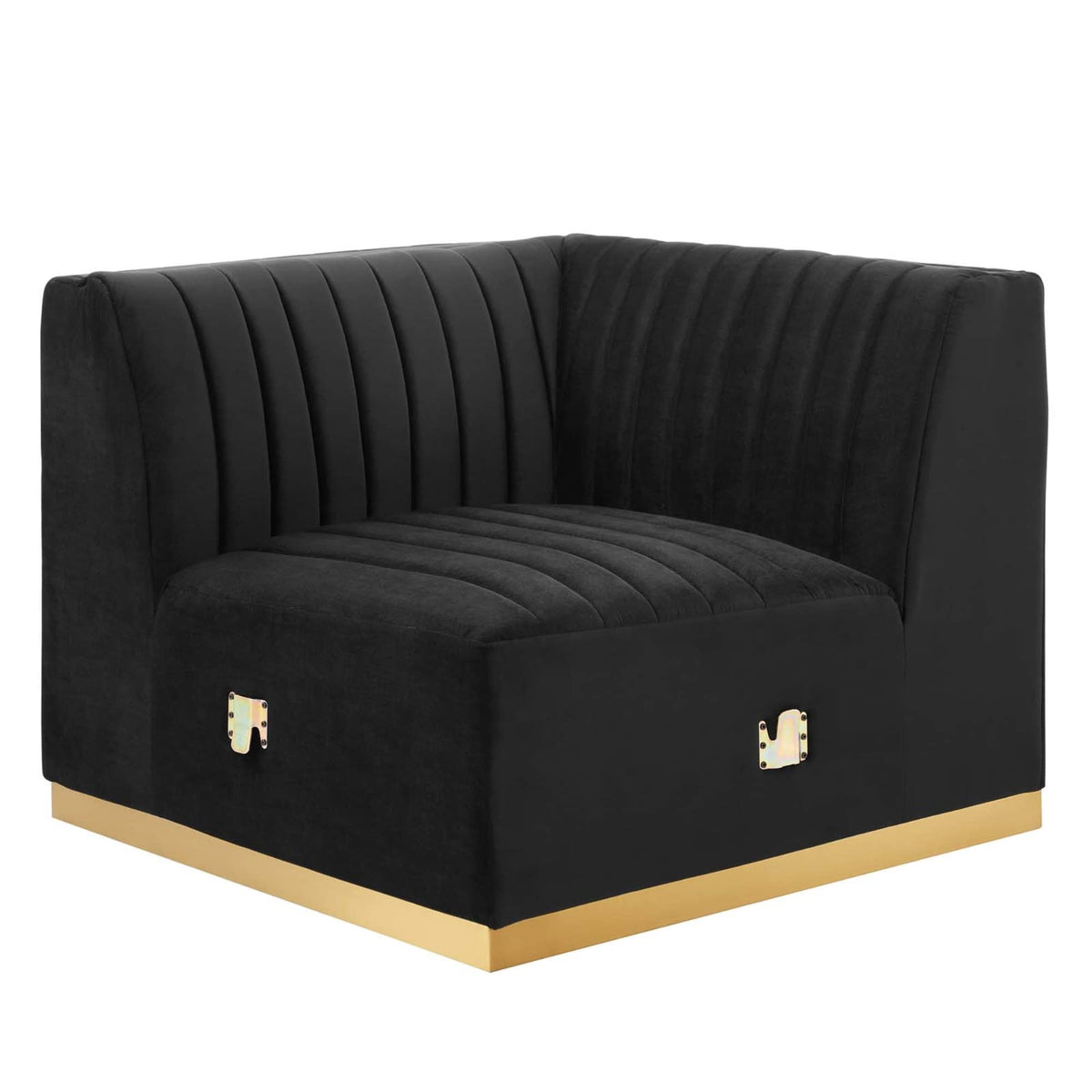 Modway Conjure Channel Tufted Performance Velvet Right Corner Chair - Gold/Black