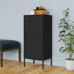 vidaXL Steel Storage Cabinet, Black - Industrial Design with 2 Adjustable Shelves and Levelers, 16.7"x13.8"x40"