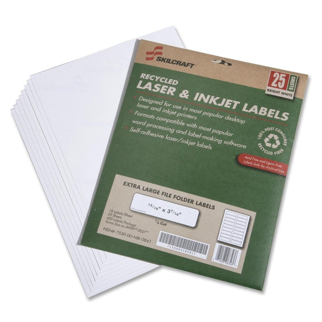 Skilcraft Recycled File Folder Labels (Nsn5789297), Extra Large