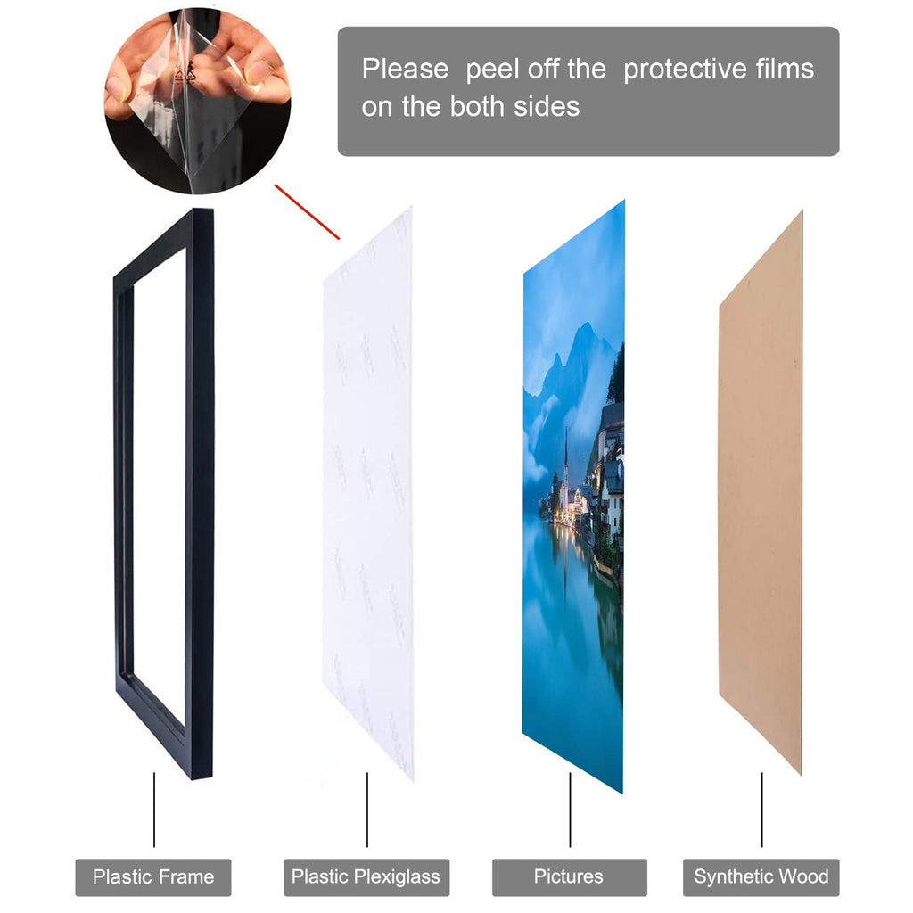 Naokboee 12X17 Picture Frame In Black, Photo Frames With Plexiglass, Horizontal And Vertical Formats For Wall Mounting
