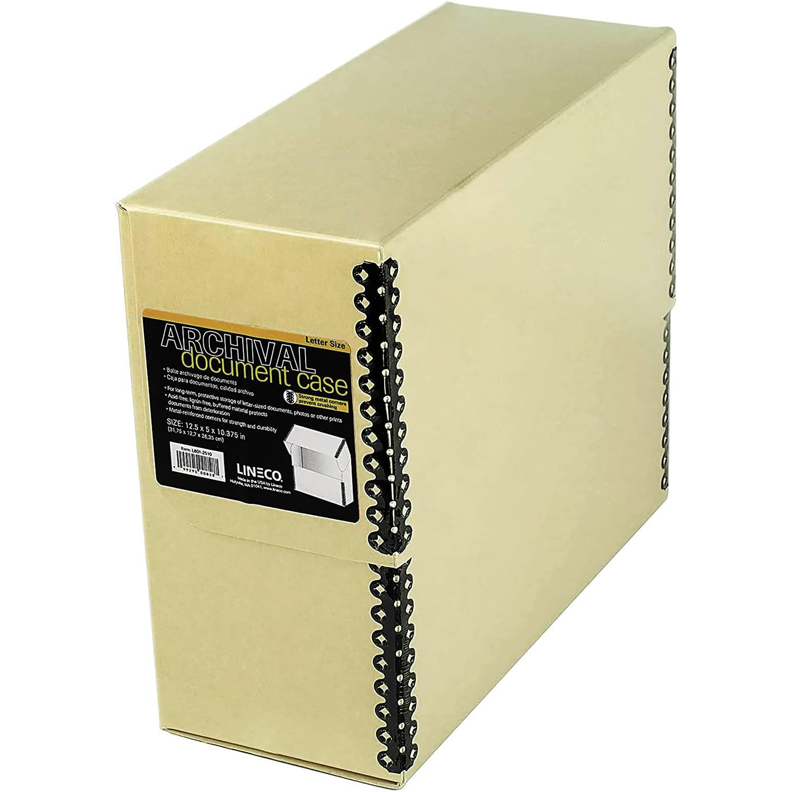Lineco Archival Document Storage Box With Metal Edge, Acid-Free Tan Boxboard, Organize And Store Files, Prints, Photos, Letter-S