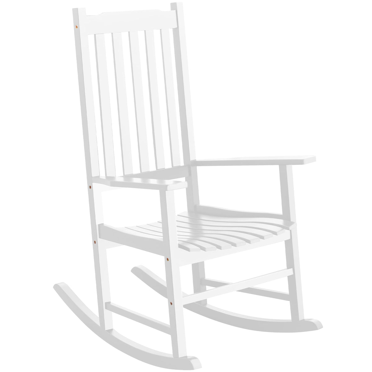 Greesum Outdoor Rocking Chair, Acacia High Back Oversized All-Weather Lounge Rocker With 320 Lbs Of Support For Patio, Garden, Deck, Porch,White