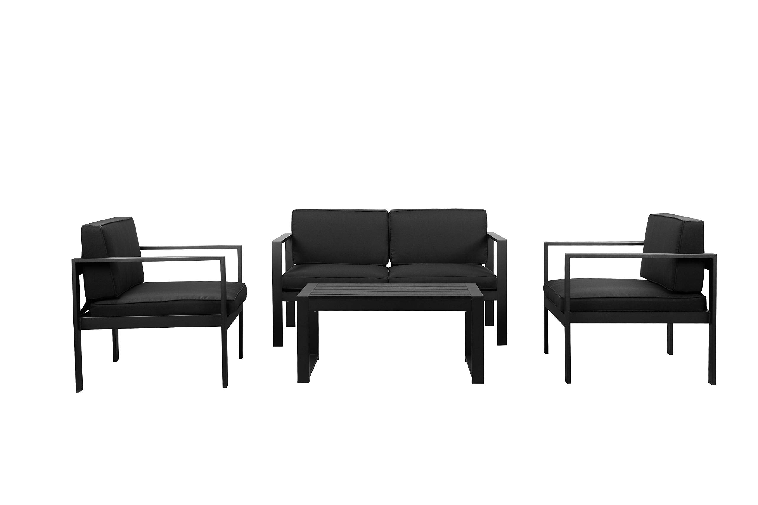 Pangea Home Karen 4 Blk Sofa Set, Black