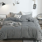 Karever White and Black Striped Comforter Set Full/Queen Soft Durable Striated Bedding Set Ticking Quilts for Girls Boys Hotel Q