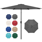 Simple Deluxe 9Ft Outdoor Patio Umbrella Table Market Umbrella With Push Button Tilt And Crank, 8 Sturdy Ribs, Uv Protection Waterproof For Garden, Lawn, Deck, Backyard, Pool, Grey