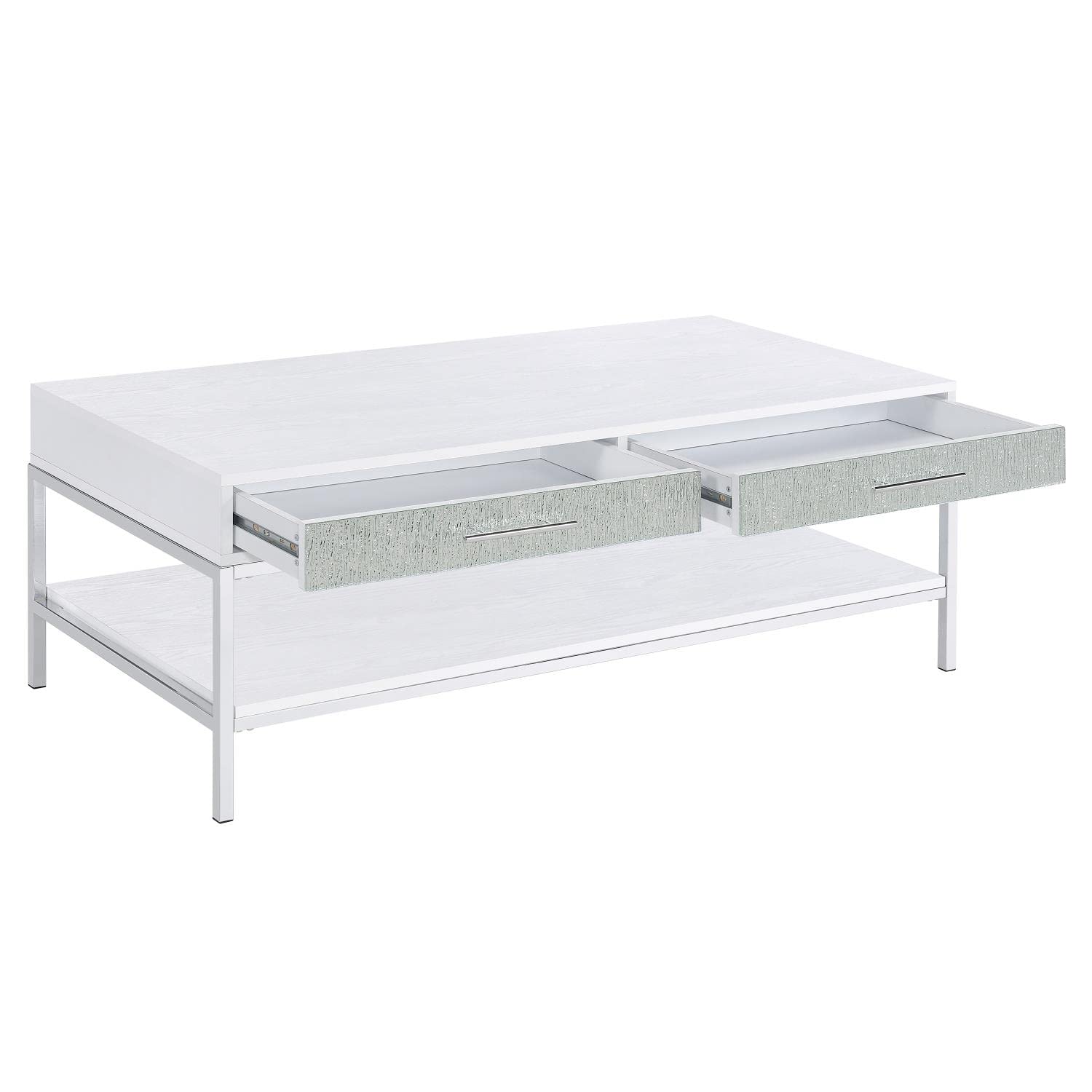 Steve Silver Mirage White Wood and Chrome 3-Piece Occasional Set