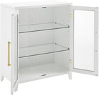 Crosley Furniture Roarke Stackable Glass Door Kitchen Pantry Storage Cabinet, Accent Cabinets for Entryway, White