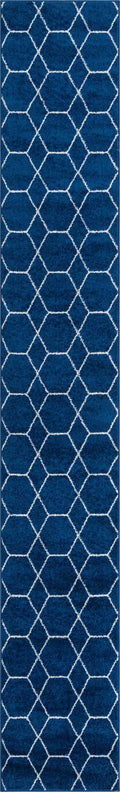 Unique Loom Trellis Frieze Collection Area Rug - Geometric (2 x 13 1 Runner Navy Blue/Ivory)