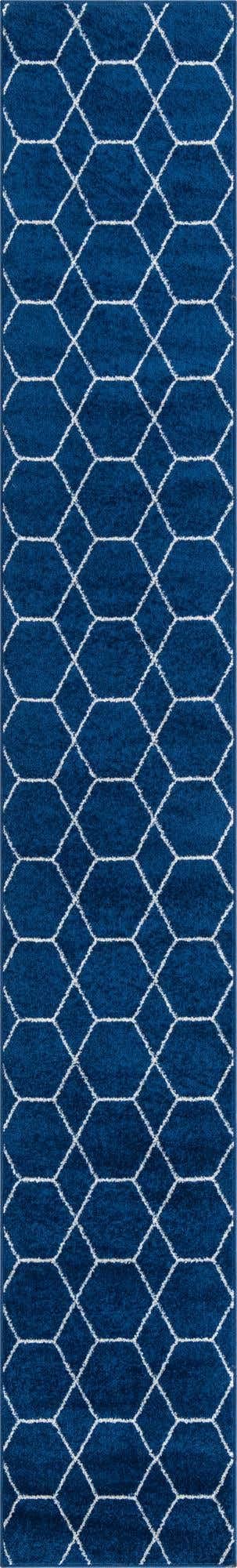Unique Loom Trellis Frieze Collection Area Rug - Geometric (2 x 13 1 Runner Navy Blue/Ivory)