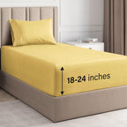 Extra Deep Pocket Twin Xl Sheets - 3 Piece Breathable & Cooling Bed Sheets - Hotel Luxury Bed Sheet Set - Soft, Wrinkle Free & Comfy - Easily Fits Extra Deep Mattresses - Deep Pocket Yellow Sheets Set