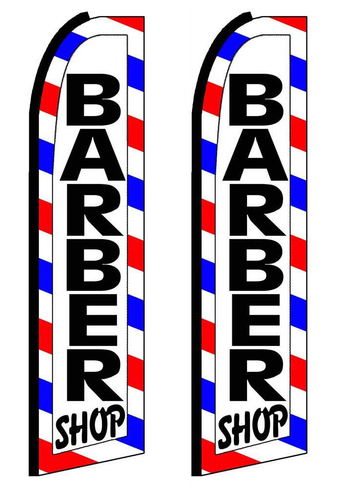Neoplex - 'Barber Shop' 12-Foot Swooper Feather Business Flag - Pack Of 2