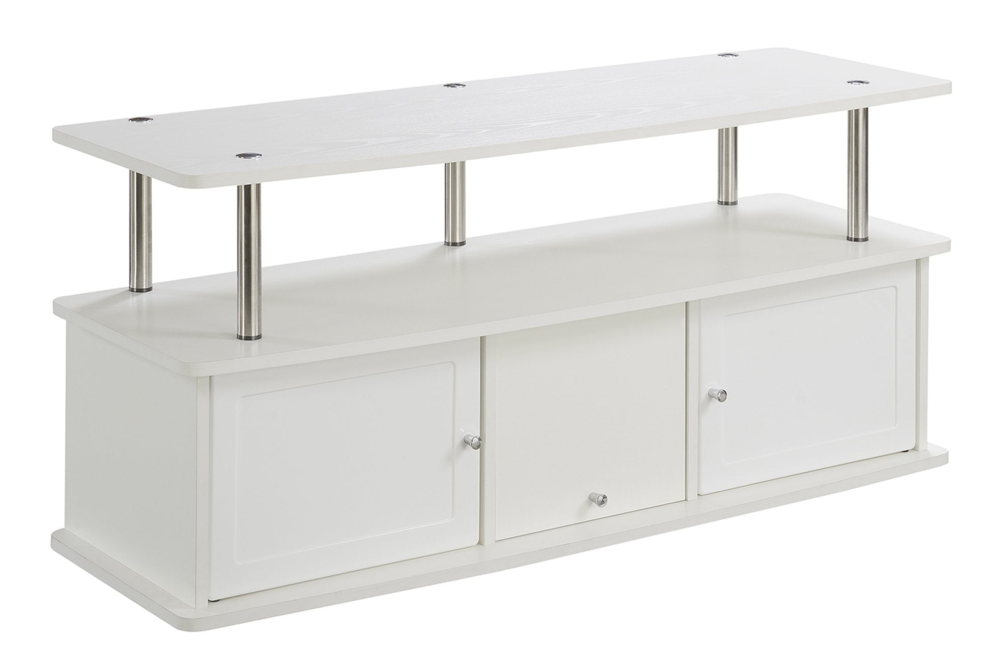 Convenience Concepts Designs2Go 50 inch TV Stand with 3 Storage Cabinets and Shelf, White
