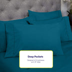 Sweet Home Collection 6 Piece 1500 Supreme Collection Brushed Microfiber Deep Pocket Sheet Set-2 Extra Pillow Cases, Great Value, Rv Short Queen, Teal