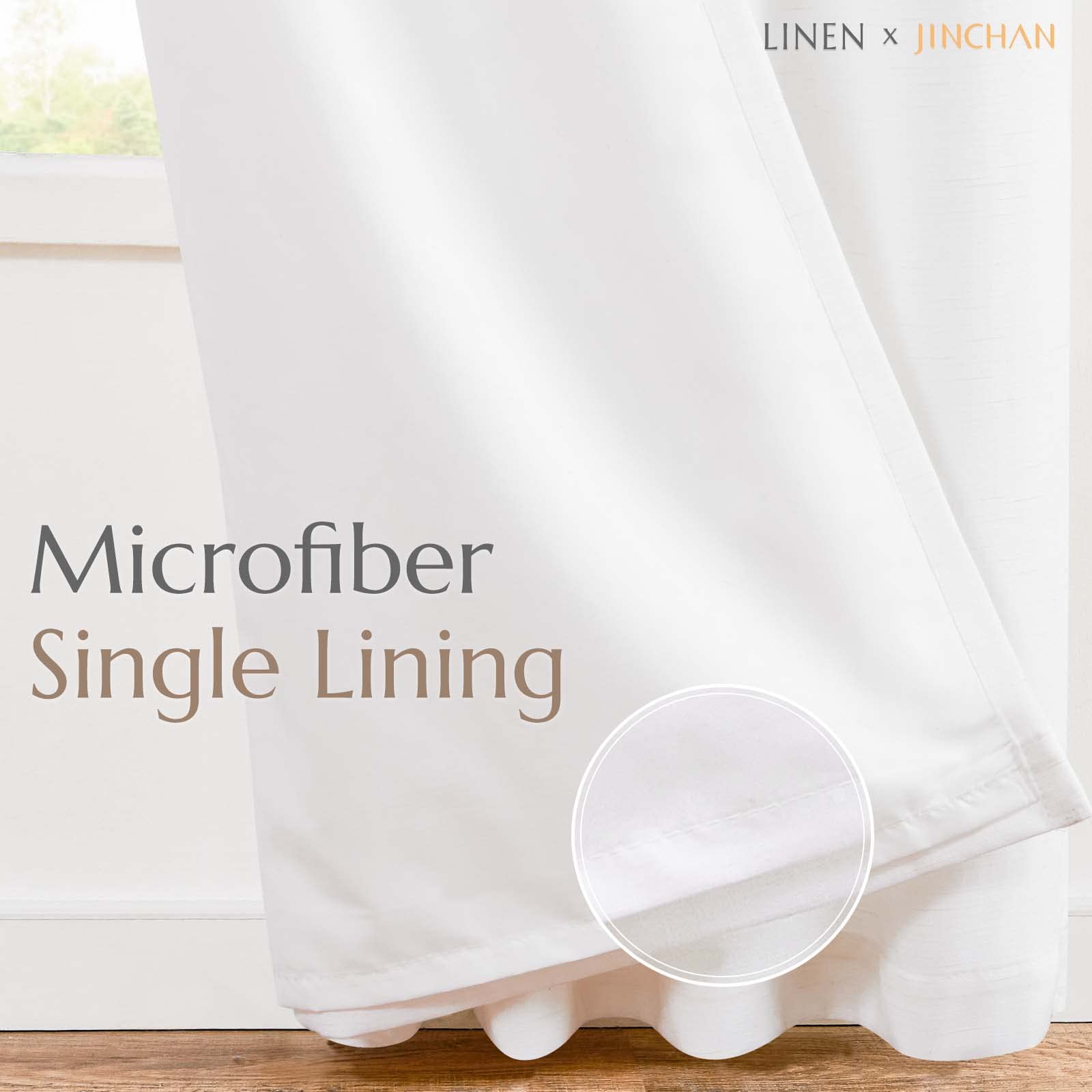 Jinchan Linen Blend White Curtains 84 Inches Long For Living Room Farmhouse Rod Pocket Back Tab Light Filtering Window Drapes With Lined For Bedroom Off White 2 Panels