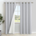 Youngstex Light Grey Linen Blackout Curtains 84 Inches Length, Thermal Insulated Full Room Darkening Window Drapes Heat Blocking