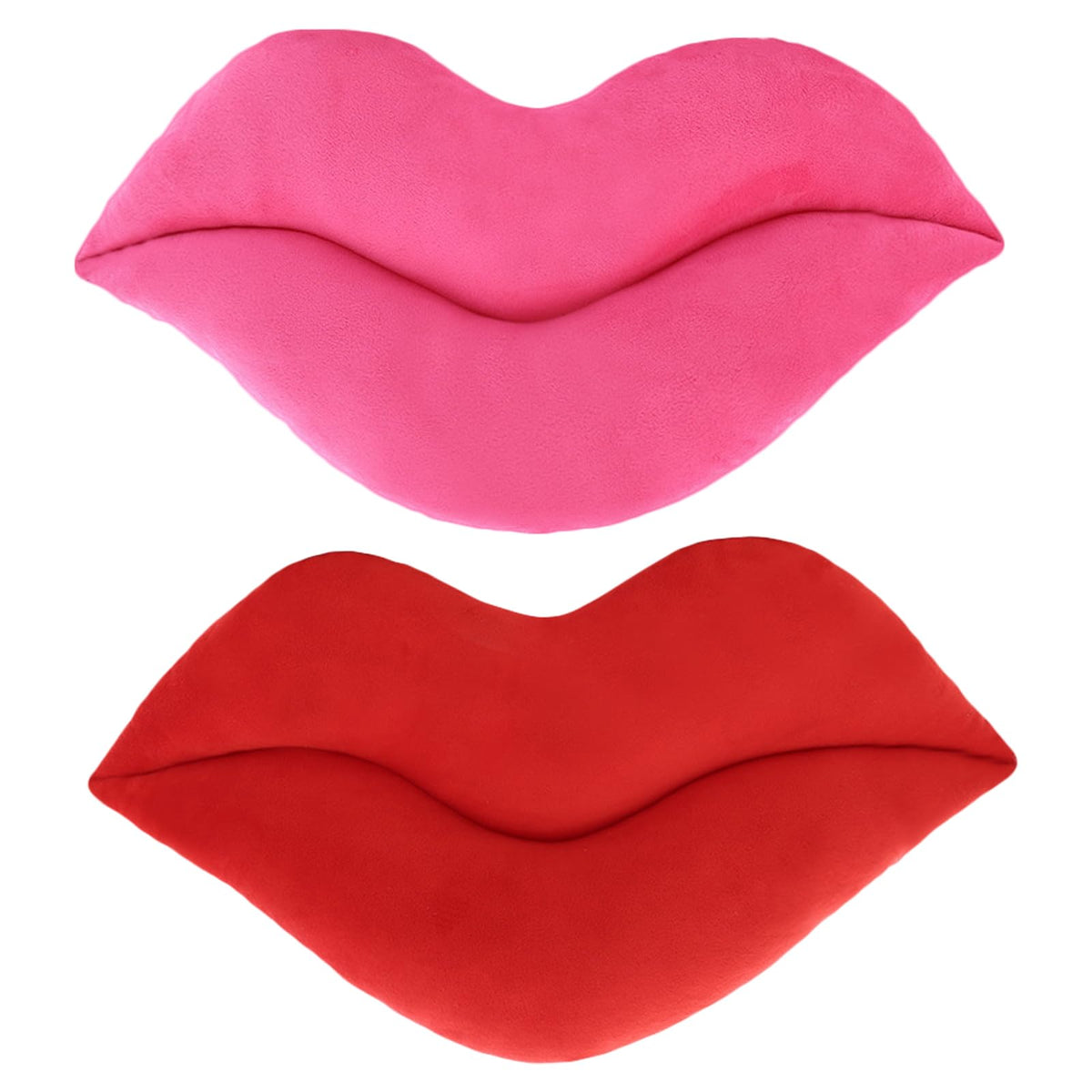Zhidiloveyou 2Pcs 11' Lip Plush Small Decor Pillow Hug Toy Soft Lip Shaped Cushion (Pink+Red)