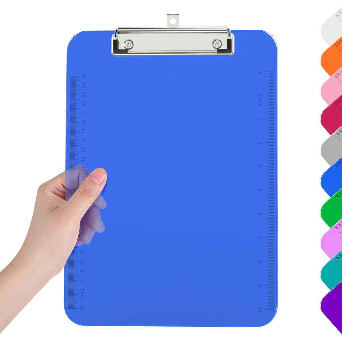 Piasoenc Plastic Clipboards, Translucent Clip Board With Low Profile, Purple Clipboard With Ruler,Office Clipboards, School Supp