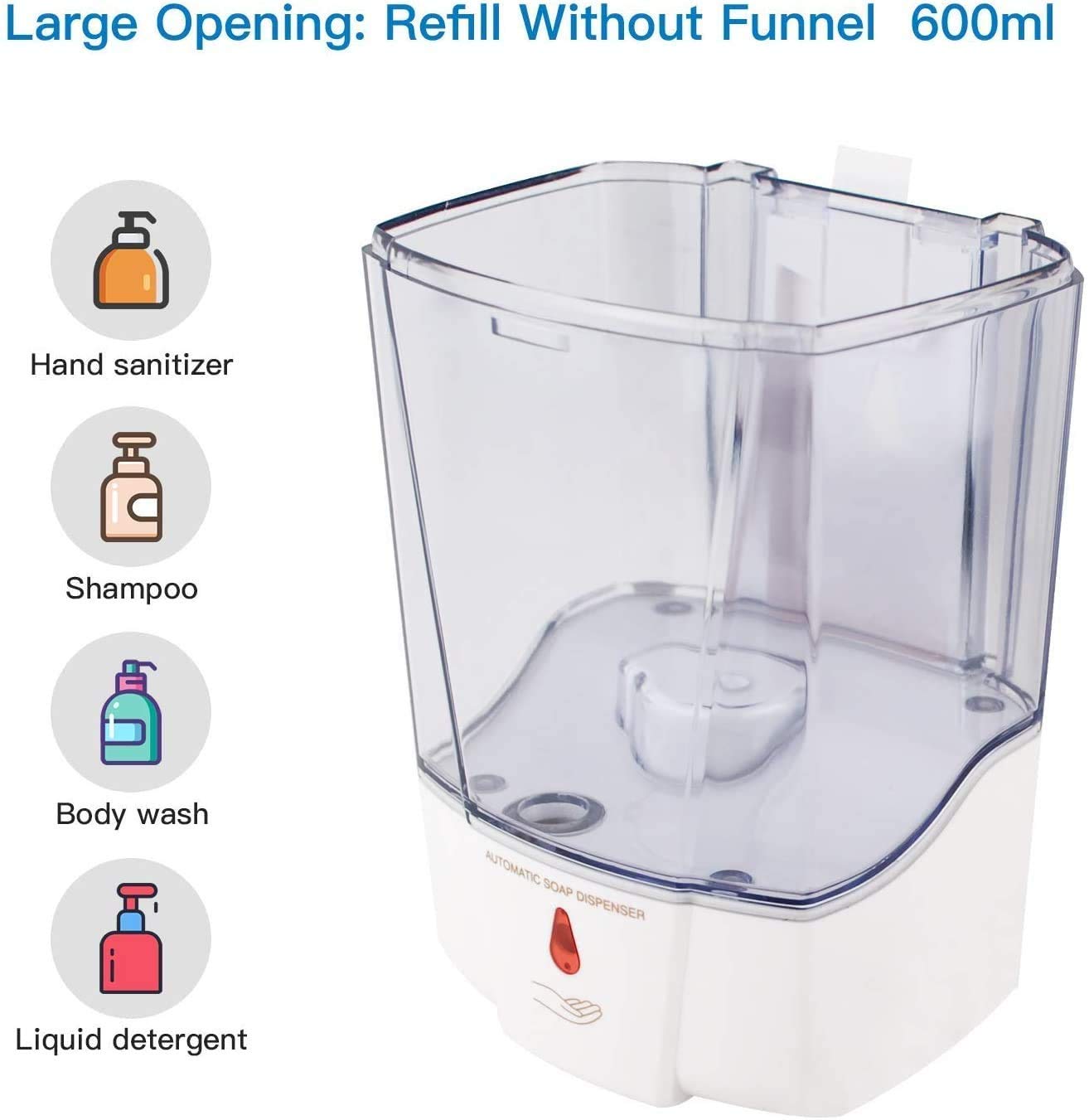 Naiver Automatic Soap Dispenser - Touchless Sensor Soap Pump,Wall-Mounted Hand Sanitizer Dispenser, Battery Operated For Hospita