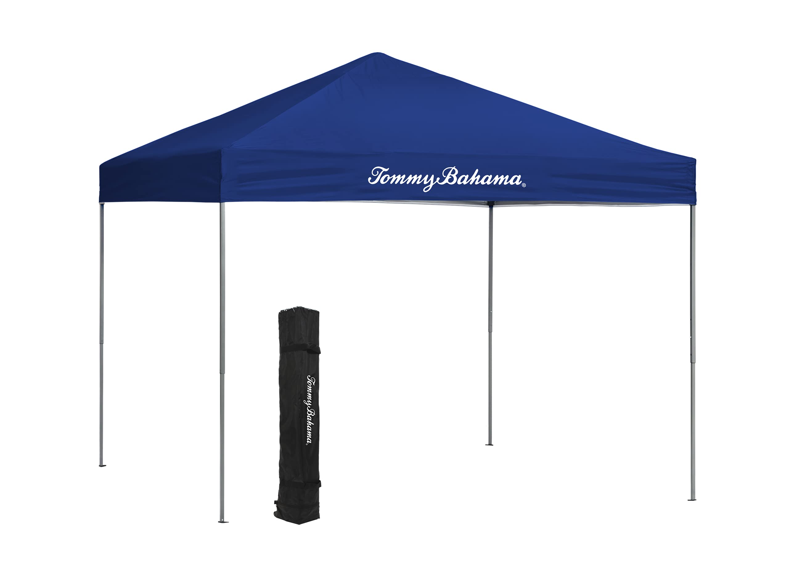 Tommy Bahama Patented 10 x 10 Pop Up Canopy EZ Open Tent. Canopy with Roller Bag and Tent Spikes for All Outdoor Activities