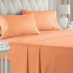 Full Size 4 Piece Sheet Set - Comfy Breathable & Cooling Sheets - Hotel Luxury Bed Sheets For Women & Men - Deep Pockets, Easy-Fit, Extra Soft & Wrinkle Free Sheets - Peach Oeko-Tex Bed Sheet Set
