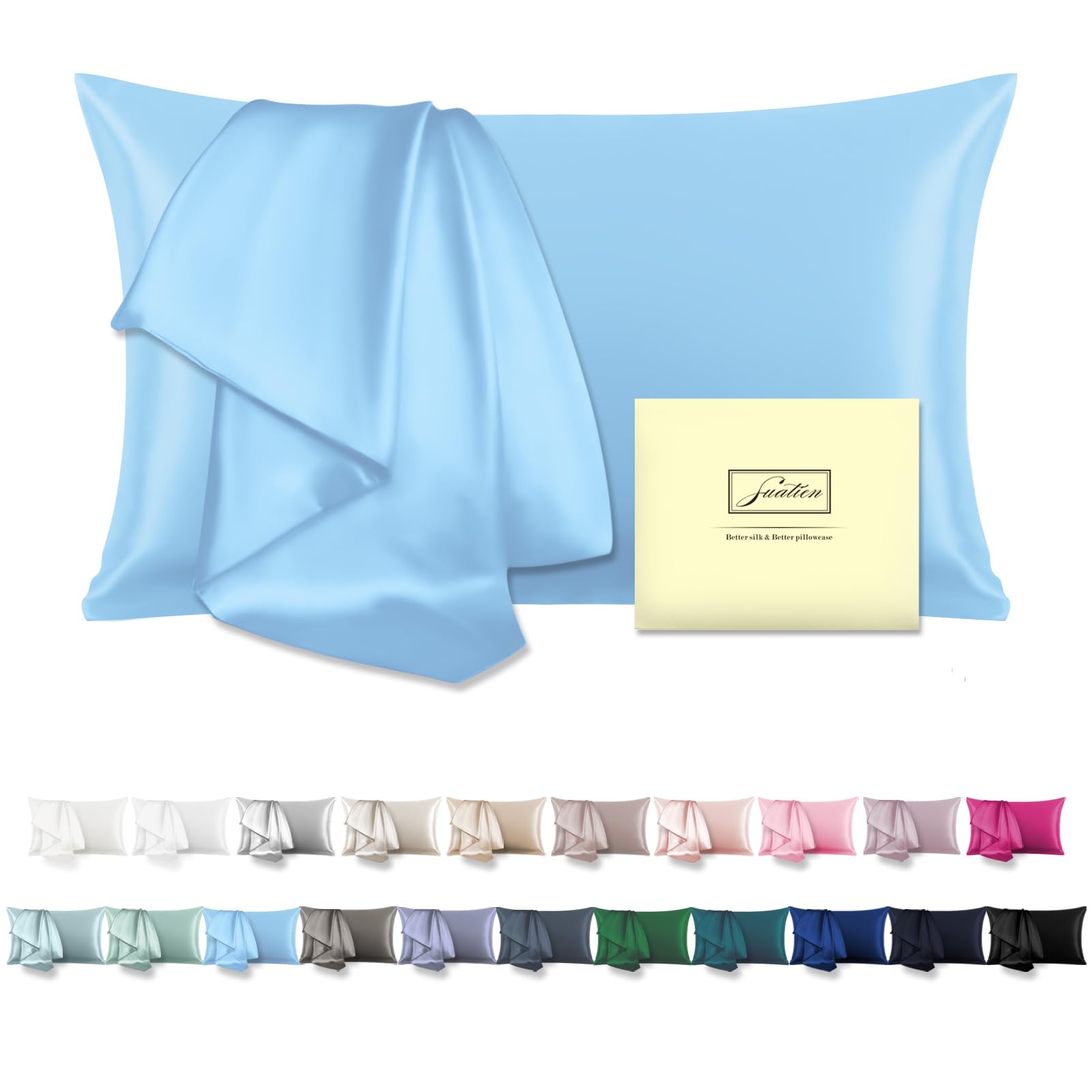 Suatien Mulberry Silk Pillow Cases King Size Silk Pillowcase For Hair And Skin With Zipper Soft Breathable Smooth Cooling Silk P