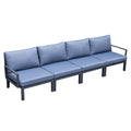 Hamilton Aluminum Patio 4-Seater Sofa With Cushions in Charcoal Blue