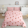Girls Strawberry Comforter Set Twin Kawaii Strawberry Comforter For Kids Japanese Style Pink Cute Cartoon Fruit Food Theme Beddi