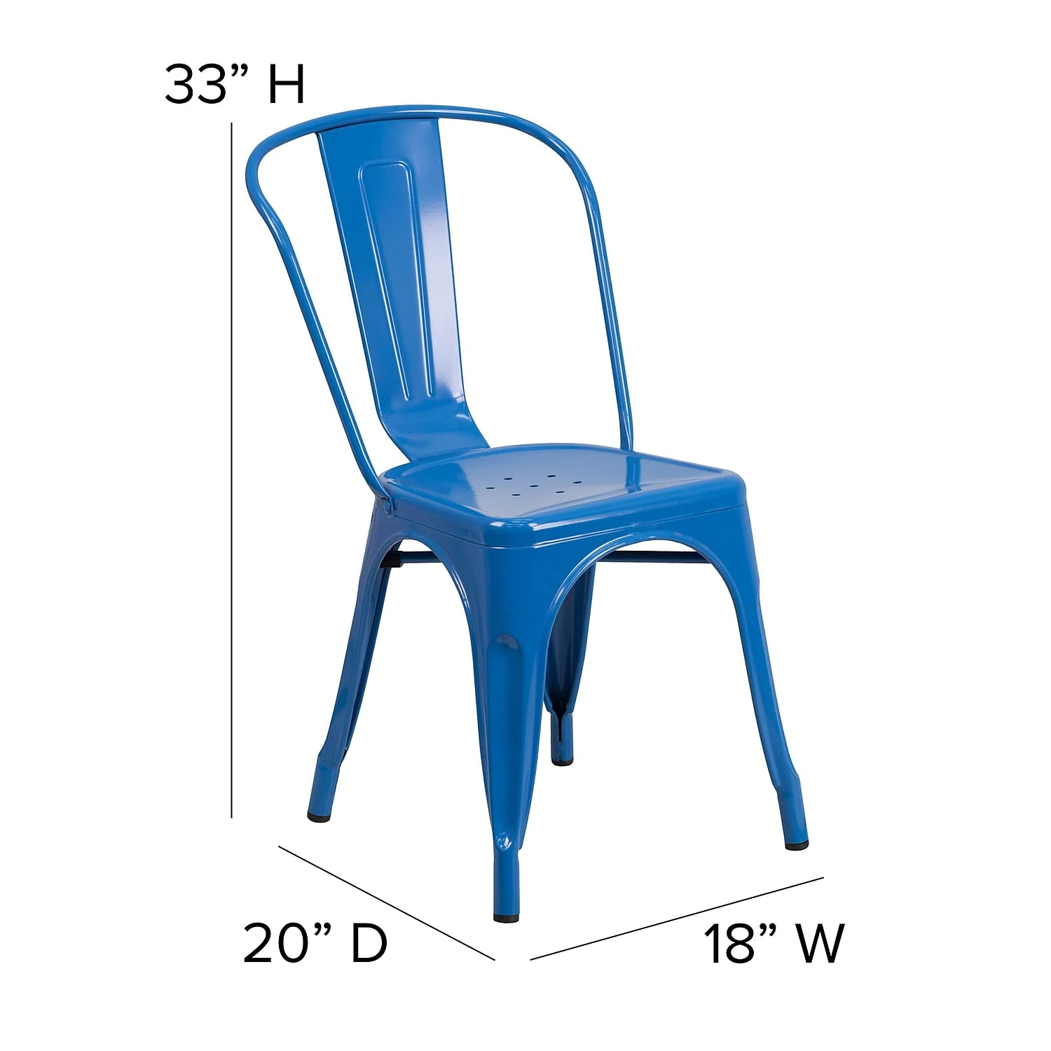 Flash Furniture Perry Indoor/Outdoor Commercial Stackable Chair With Polystyrene Seat - Blue Metal Frame - Teal-Blue Poly Resin Seat - Rounded Seat Edges For Comfort