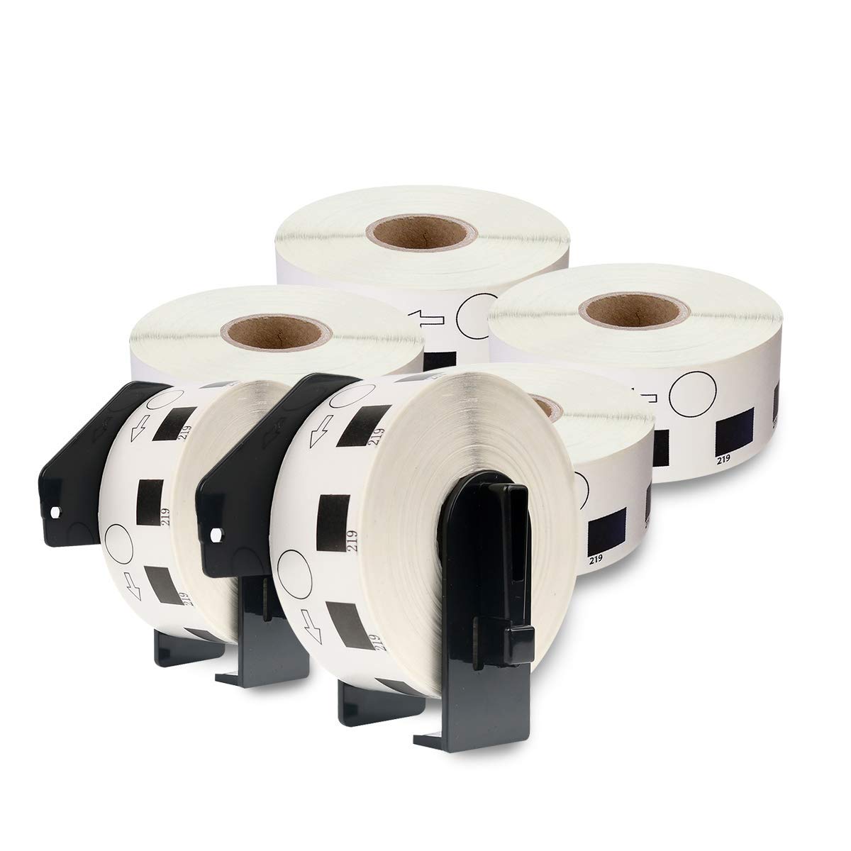 Enko [6 Rolls / 7200 Labels] Compatible For Brother Dk1219 Dk-1219 Round Label (0.47' / 12Mm) Diameter With 2 Cartridge Frame
