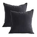 Jeanerlor Set Of 2 20'X20' Pillowcase Dark Grey Cousion Cover Natural Cotton Linen With Unique Design To Embellish House/Study