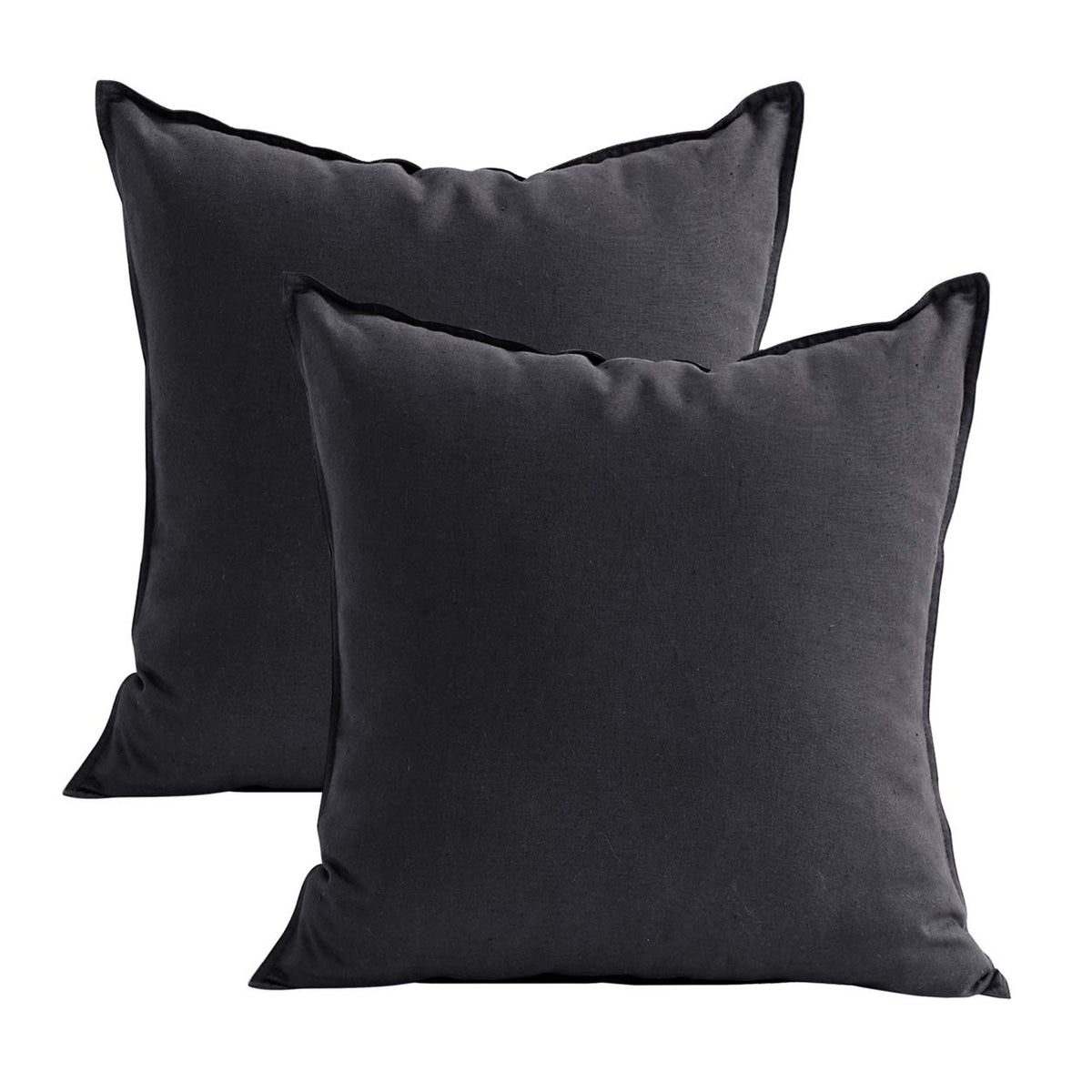 Jeanerlor Set Of 2 20'X20' Pillowcase Dark Grey Cousion Cover Natural Cotton Linen With Unique Design To Embellish House/Study