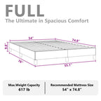 vidaXL Full Size Bed Frame with Plywood Slats, Platform Bed Frame, Velvet Upholstered Mattress Foundation, No Box Spring Needed & Easy Assembly, Dark Gray, Without Mattress