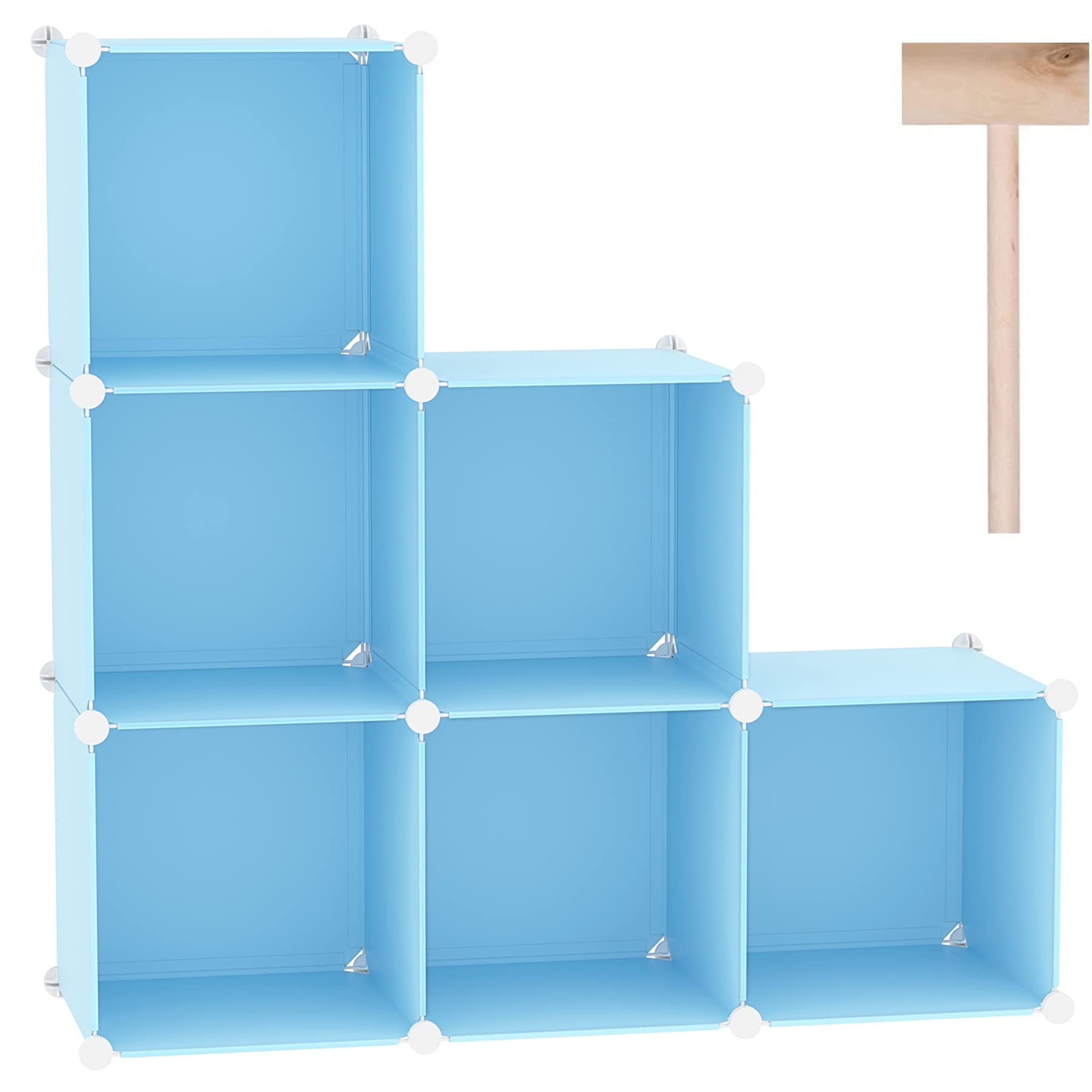 C&Ahome Cube Storage Organizer, 6-Cube Shelves Units, Closet Cabinet, Diy Plastic Modular Book Shelf, Ideal For Bedroom, Living Room, Office, 36.6' L X 12.4' W X 36.6' H Blue Upcs06L