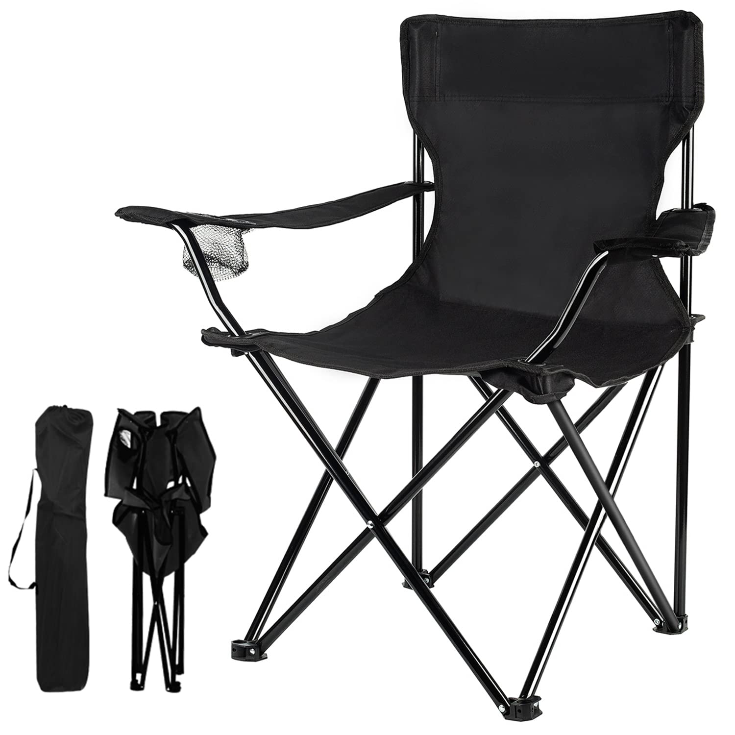 Damei Century Portable Camping Chairs Enjoy The Outdoors With A Versatile Folding Chair, Sports Chair, Outdoor Chair & Lawn Chair, Black