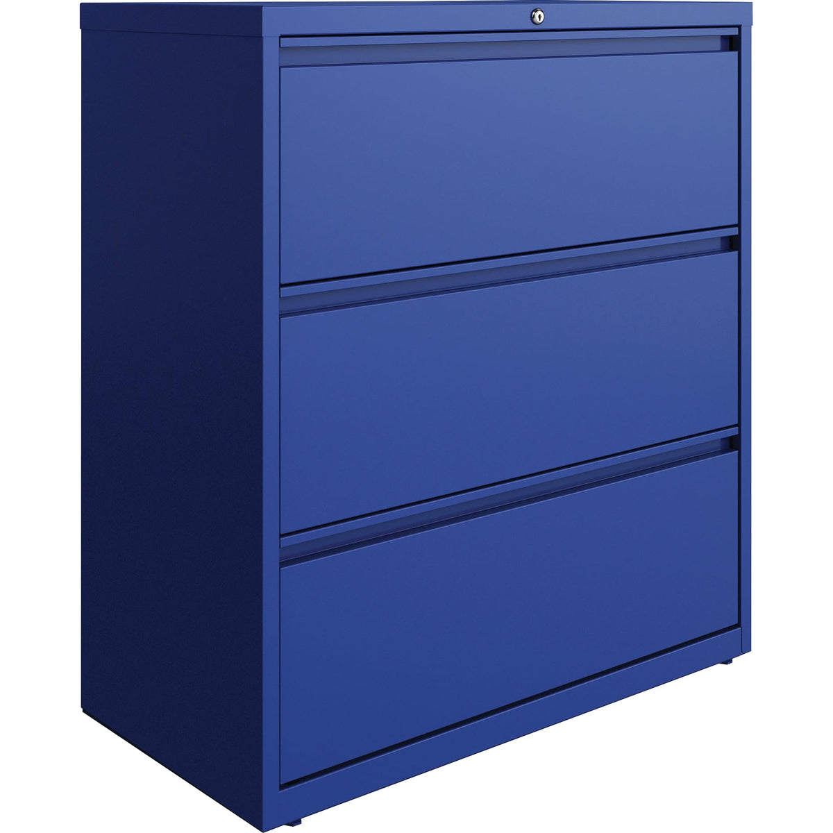 Lorell 36&quot;W Lateral 3-Drawer File Cabinet, Metal, Blue