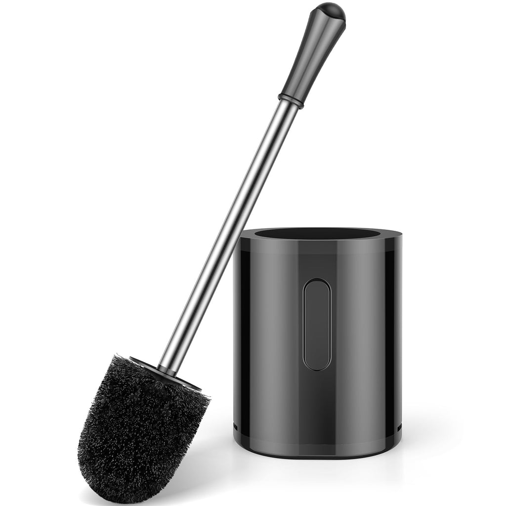 Toilet Brush, Compact Size Toilet Bowl Brush with Stainless Steel Handle, Small Size Plastic Holder Easy to Hide, Space Saving f