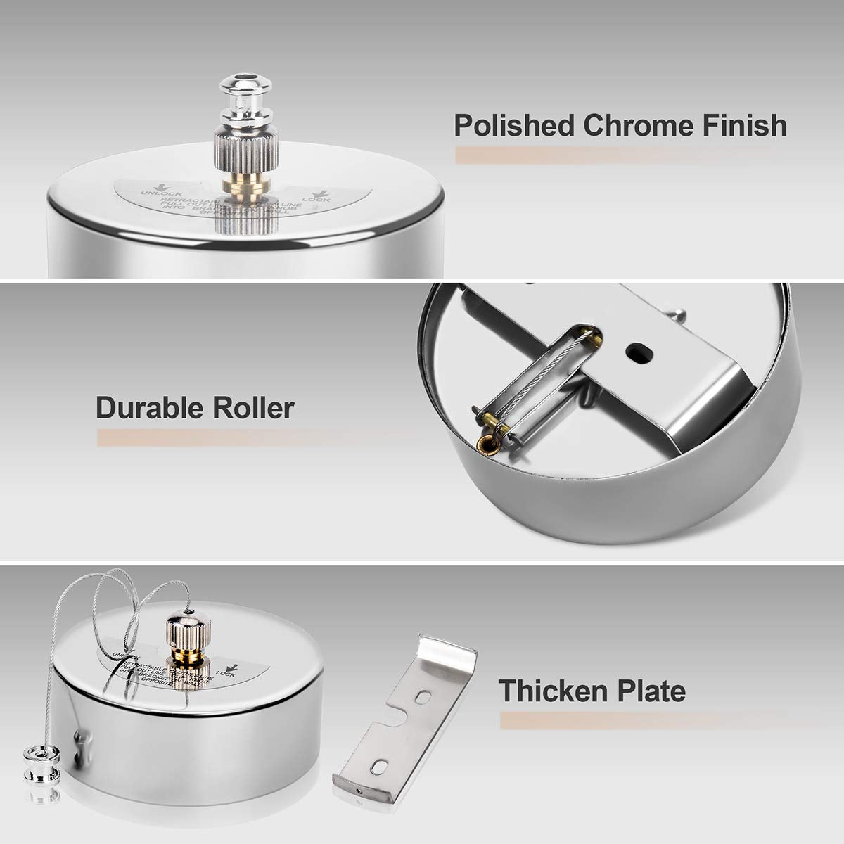 MANGZ 12.5ft Retractable Clothesline - Heavy Duty 304 Stainless Steel, Adjustable Wall Mounted for Indoor & Outdoor Drying - Silver