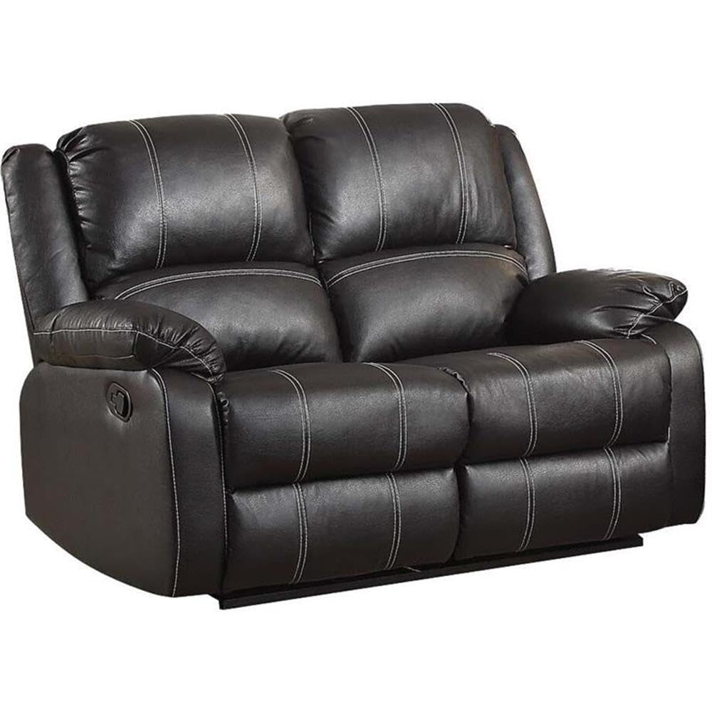 Acme Zuriel Faux Leather Motion Reclining Loveseat in Black