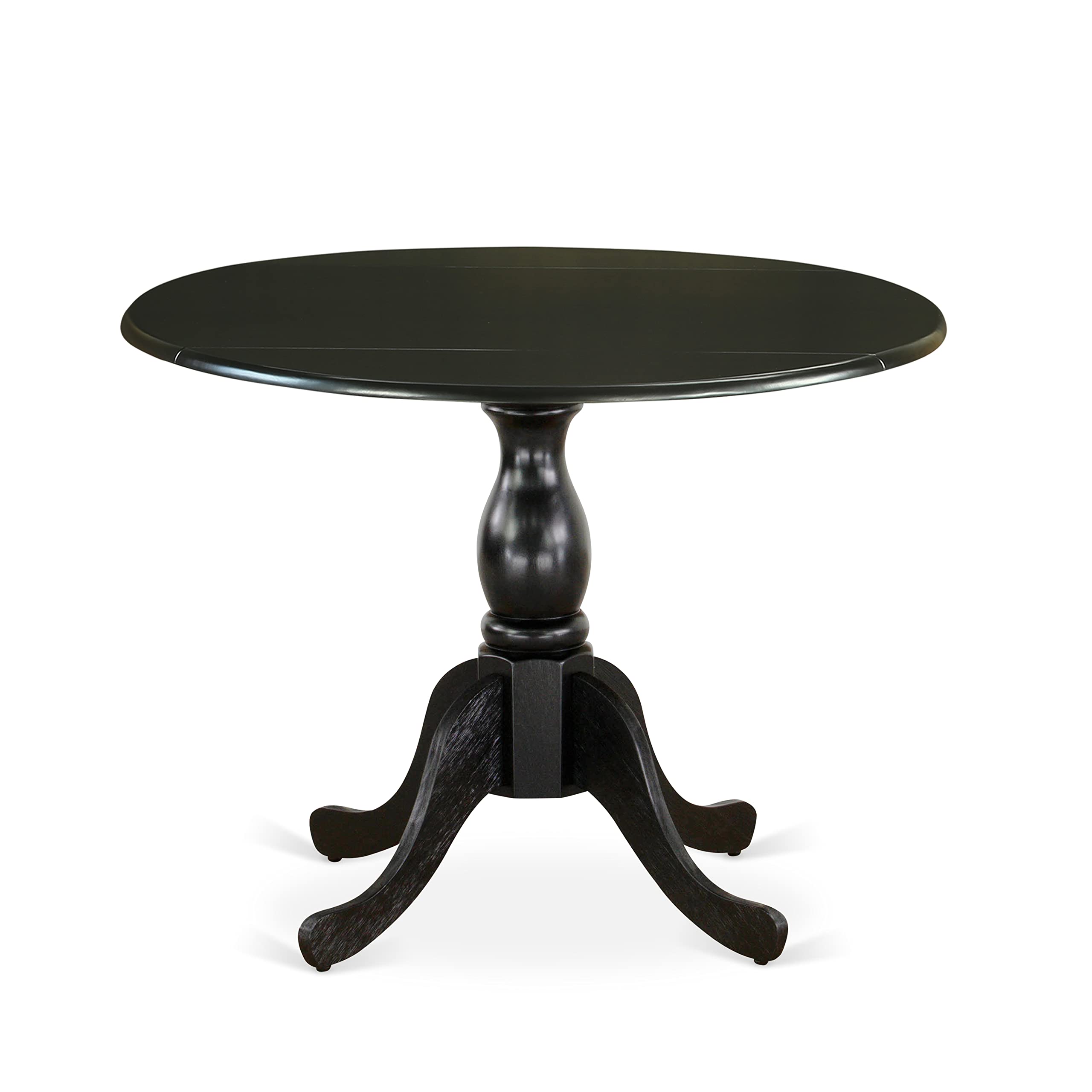 East West Furniture Dst-Blk-Tp Dublin Kitchen Dining Table - A Round Solid Wood Table Top With Dropleaf & Pedestal Base, 42X42 Inch, Multi-Color