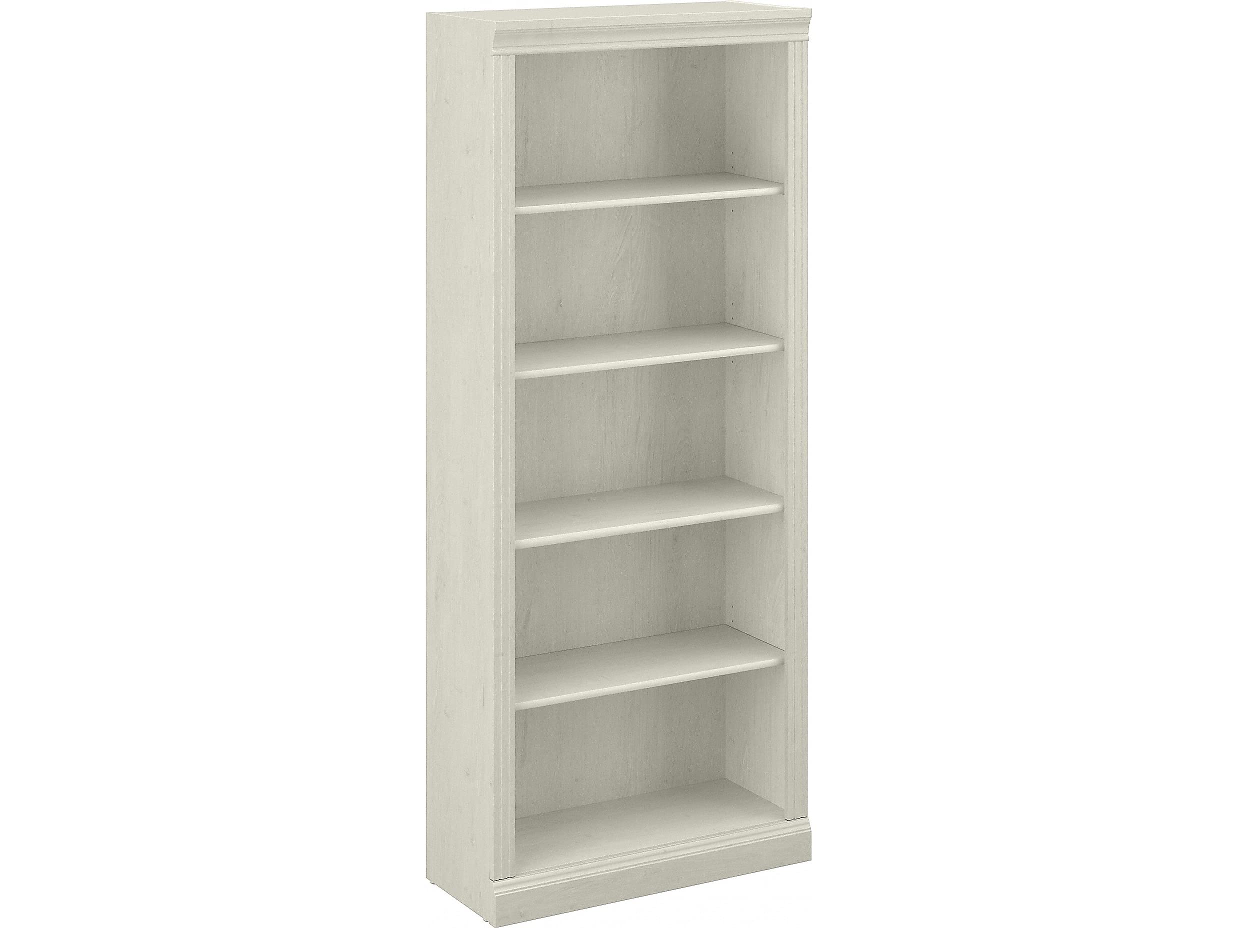 Bush Furniture Saratoga Tall 5 Shelf Bookcase in Linen White Oak, Home Office Organizer, Vertical Storage Solution for Books and