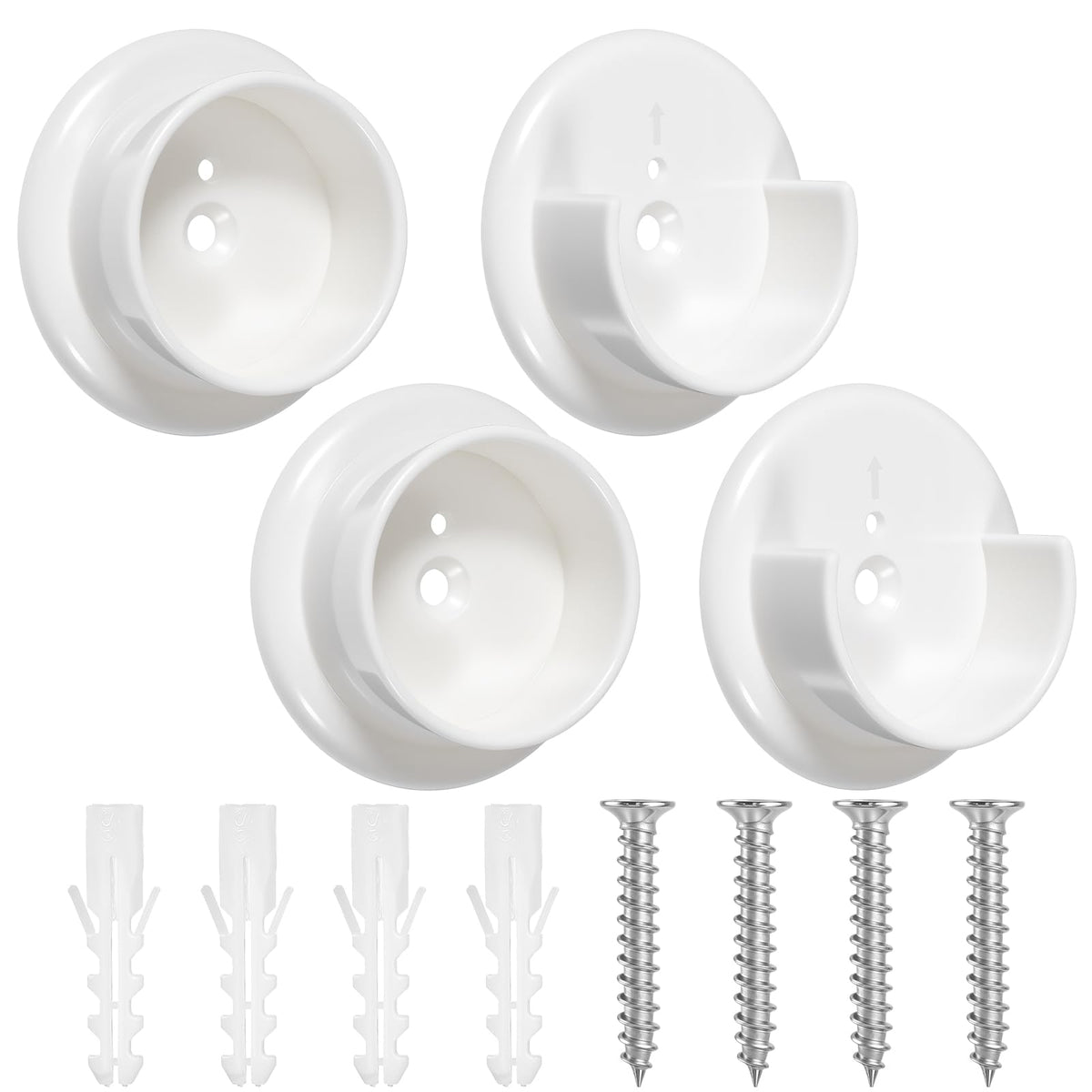 4Pcs Closet Rod Holders, Plastic Shower Curtain Rod Holders, White Tension Closet Pole Socket for 13/8 Heavy Duty Wardrobe Tub