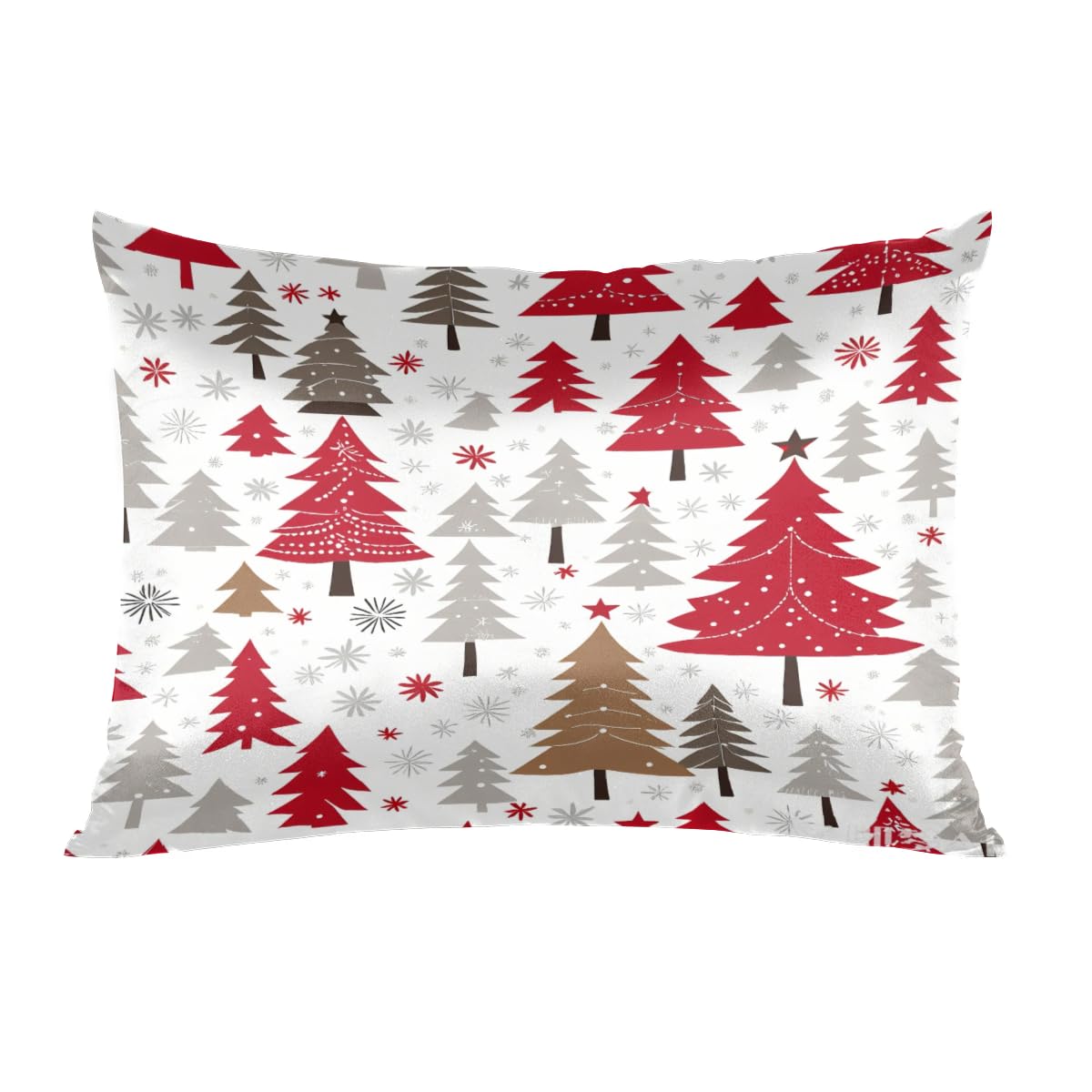 Satin Pillowcase For Hair And Skin, Winter Christmas Trees Silk Pillowcase With Zipper, Soft Silky Pillow Cover Standard Size (2