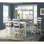 Intercon Kona 24" Ladder Back Bar Stool with Wood, Set of 2, Gray and White