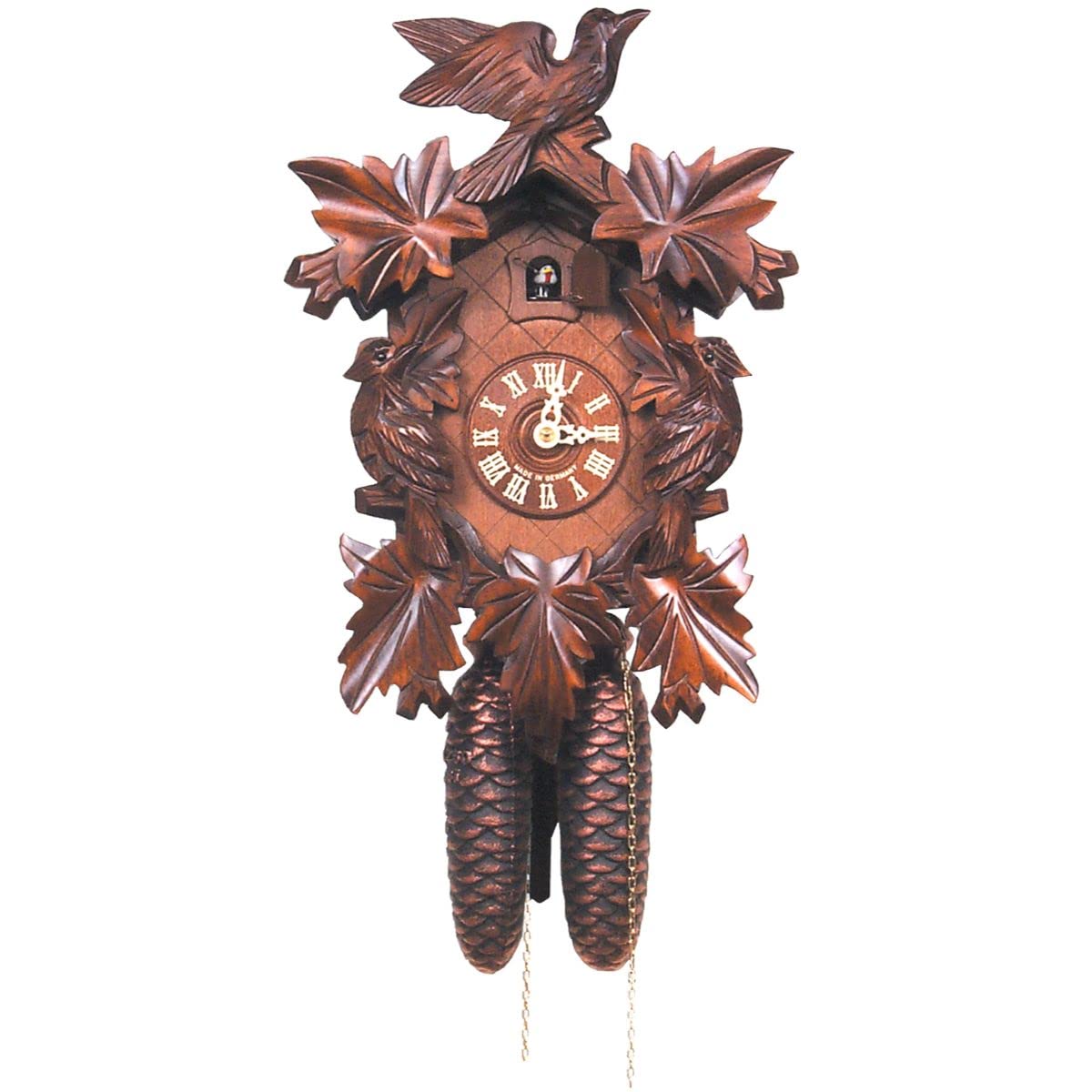 Alexander Taron 632-8 Engstler Cuckoo Clock, Carved With 8-Day Weight Driven Movement-Full Size-14 H X 9.5&quot; W X 6&quot; D, Brown