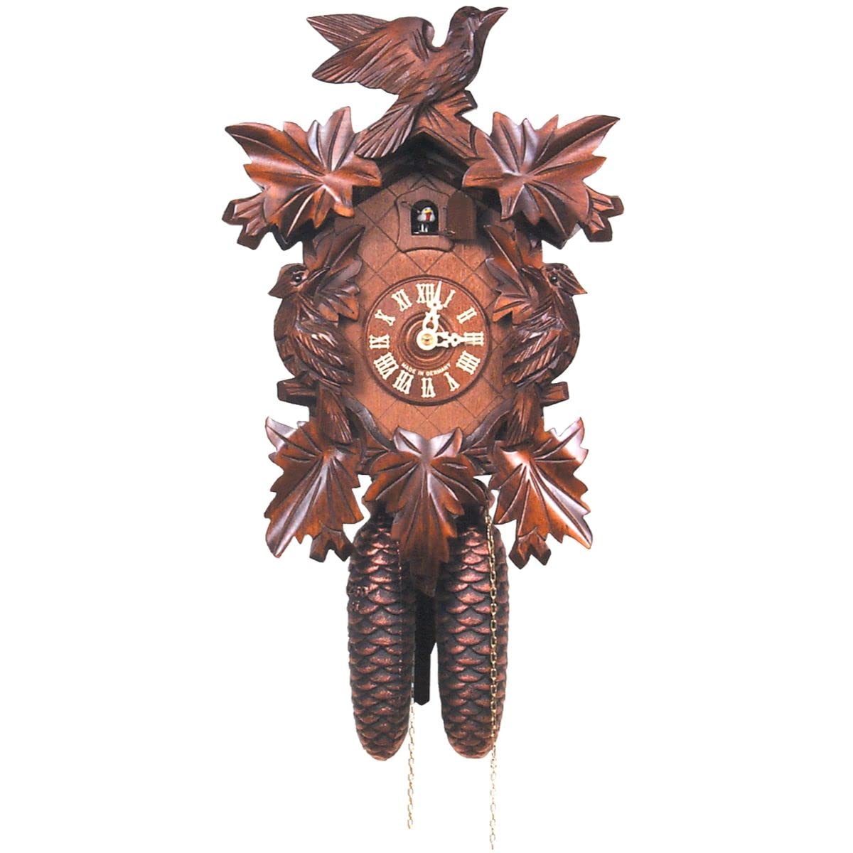 Alexander Taron 632-8 Engstler Cuckoo Clock, Carved With 8-Day Weight Driven Movement-Full Size-14 H X 9.5" W X 6" D, Brown