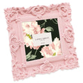 Laura Ashley 4x4 Pink Ornate Textured Hand-Crafted Resin Picture Frame with Easel & Hook for Tabletop & Wall Display, Decorative