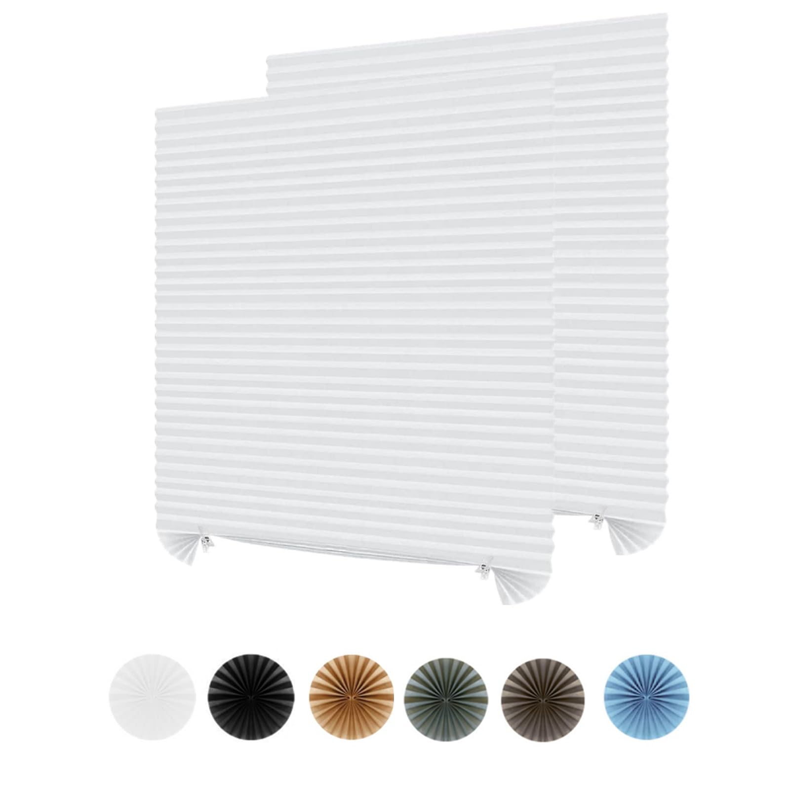2Pcs Temporary Window Blinds Cordless, Self Adhesive Pleated Paper Blinds Window Shades Blackout Blinds for Windows Doors Non-Wo